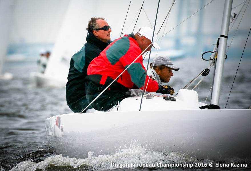 Crew of Anatoly Loginov during the European Championship in Dragon class
