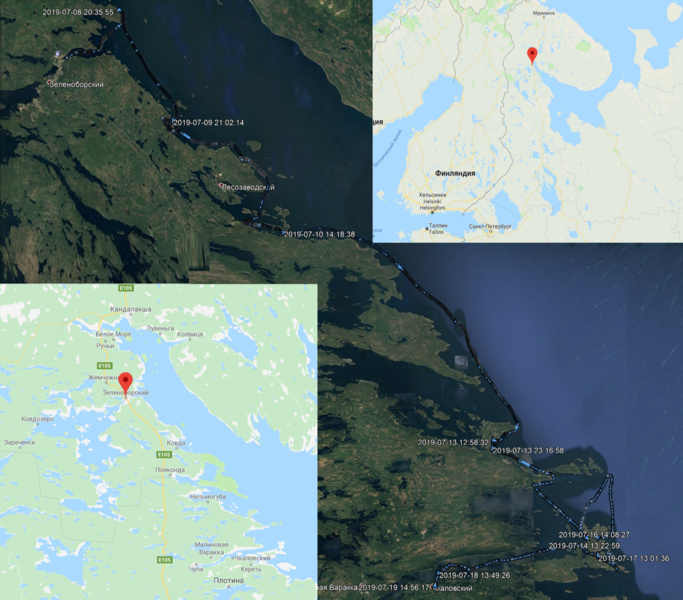 Thread of the route in Google Earth