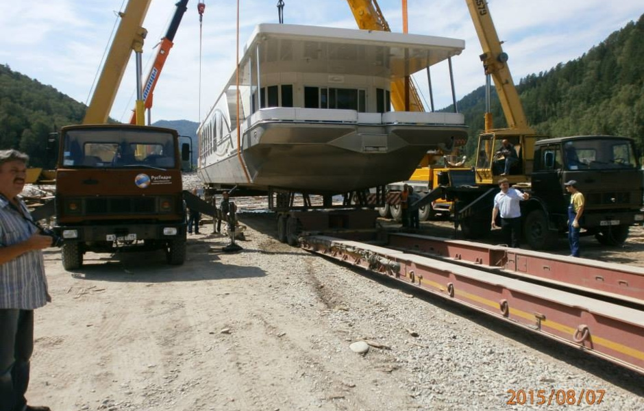 The road train is leaving under the load.