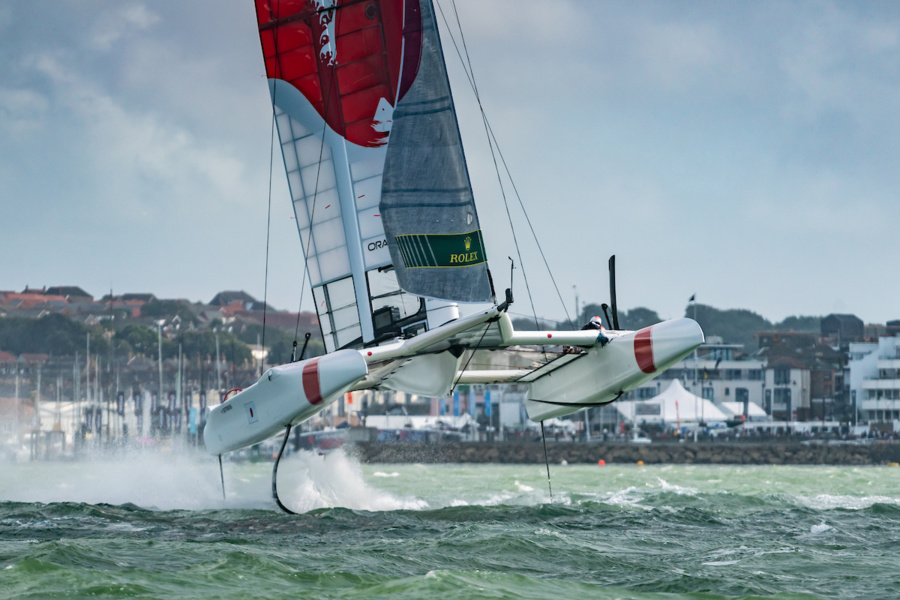 A Japanese catamaran during the final race.
