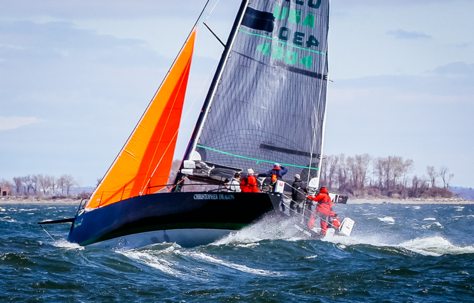 The storm jib is easily identifiable by its «alarming» orange colour