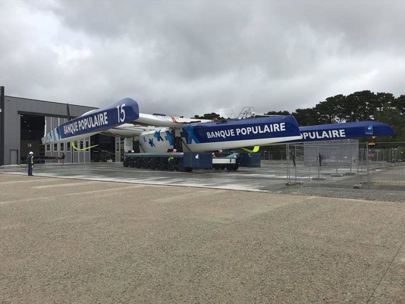 105-foot Banque Populaire IX trimaran before first launch
