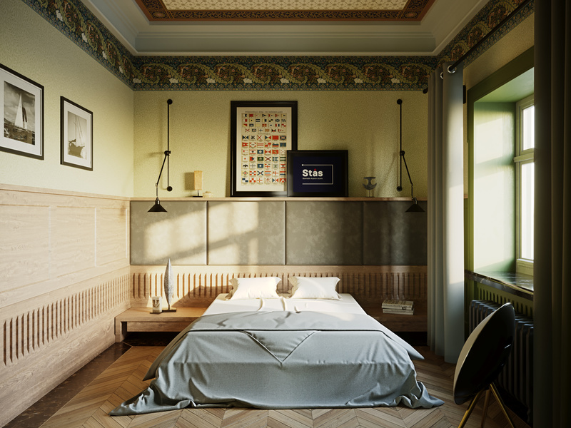 Private apartment project, bedroom. Moscow. Khamovniki. 2018