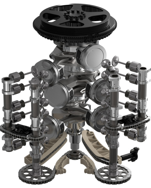 V-cylinder arrangement in one Mercury engine