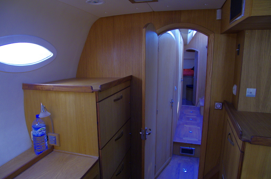 Master case, nose to stern view.