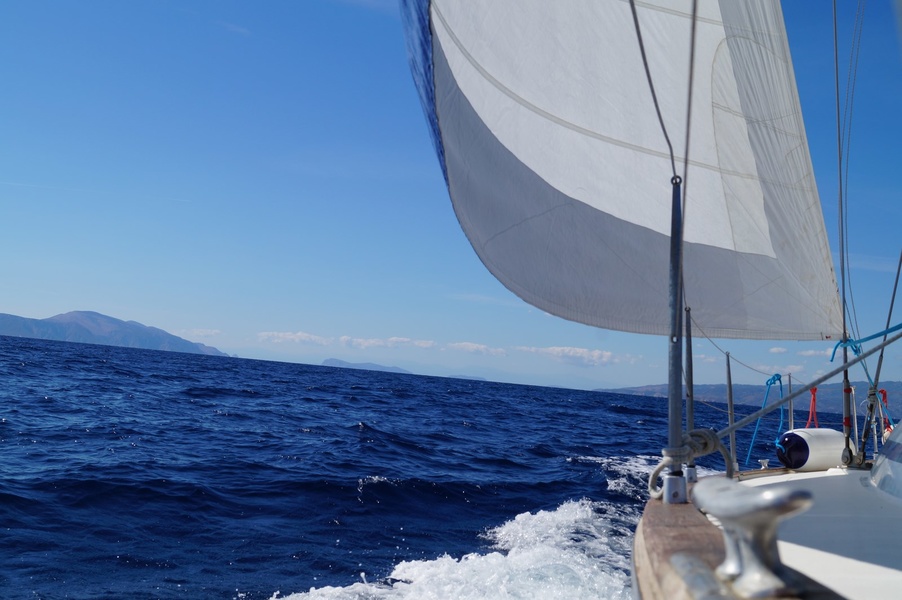 Straight ahead is the island of Kithnos.