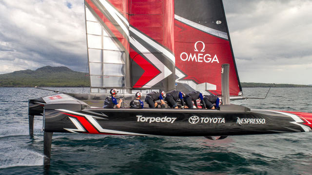Pedal winch drive on board Emirates Team New Zealand