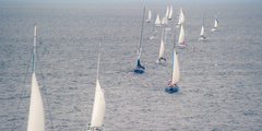 There was a sailing parade on the Neva.