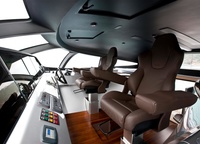 The control post looks quite traditional, which you can't say about control itself. The gadget-dependent public will be happy to know that a superyacht can be controlled from anywhere via iPhone or iPad. It is also worth mentioning that there is an automatic fuel consumption control system.