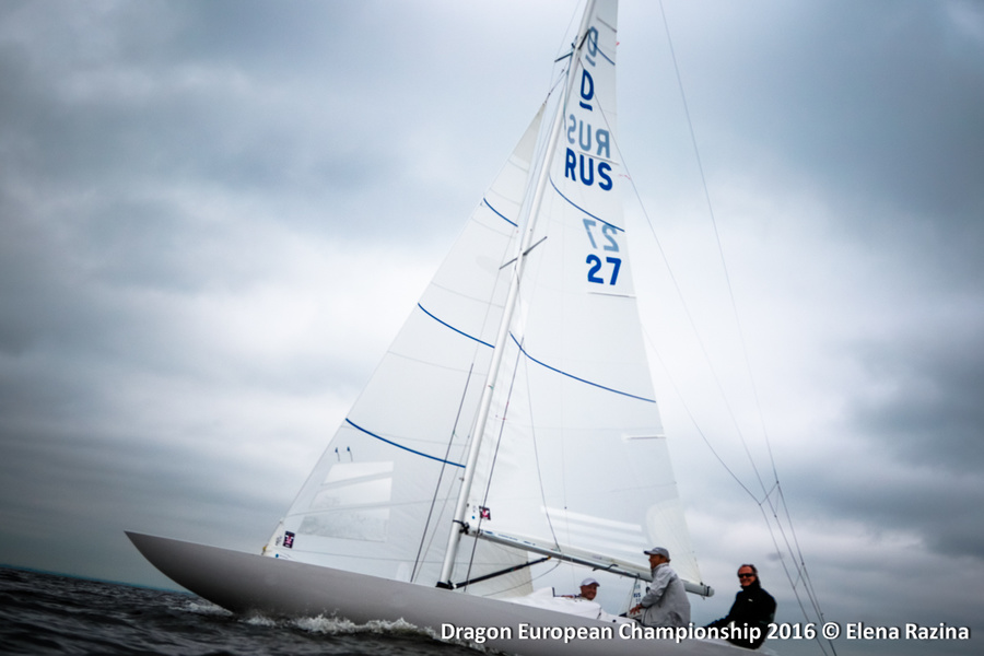 Crew of Anatoly Loginov during the European Championship in Dragon class
