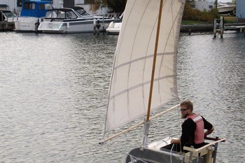 On a box of sails across the Atlantic.