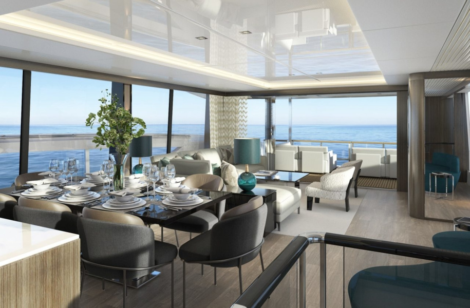 Dining table to starboard
