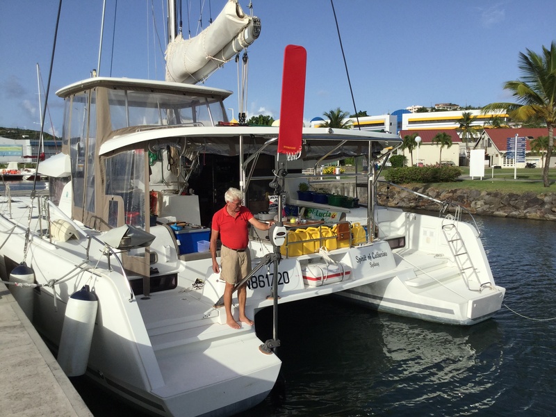 Extra feather on a catamaran