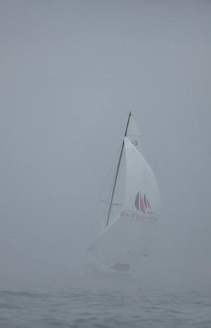 In the fog.