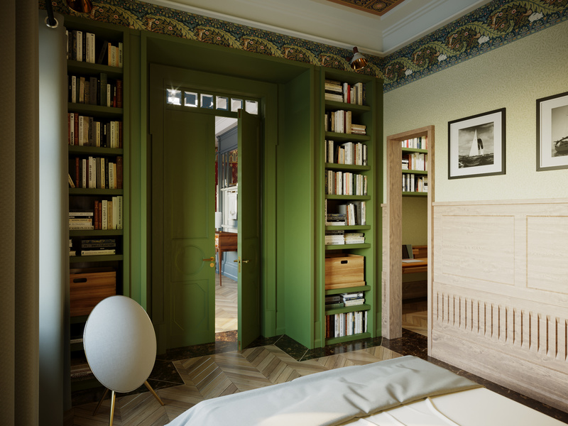 Private apartment project, bedroom. Moscow. Khamovniki. 2018