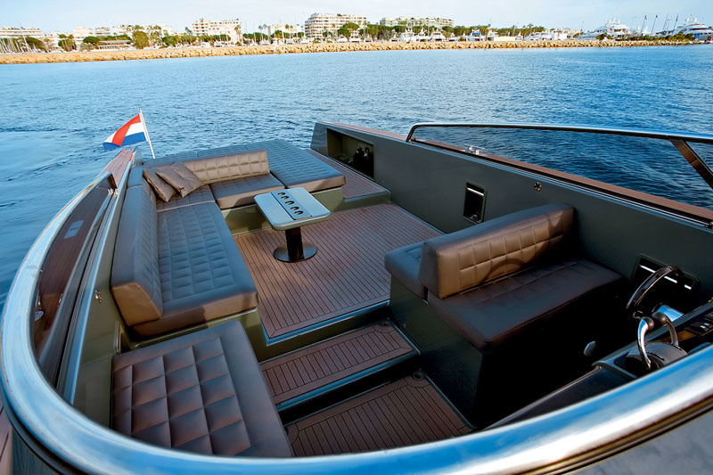 The tent is stored in a drawer under the three-seat seat.