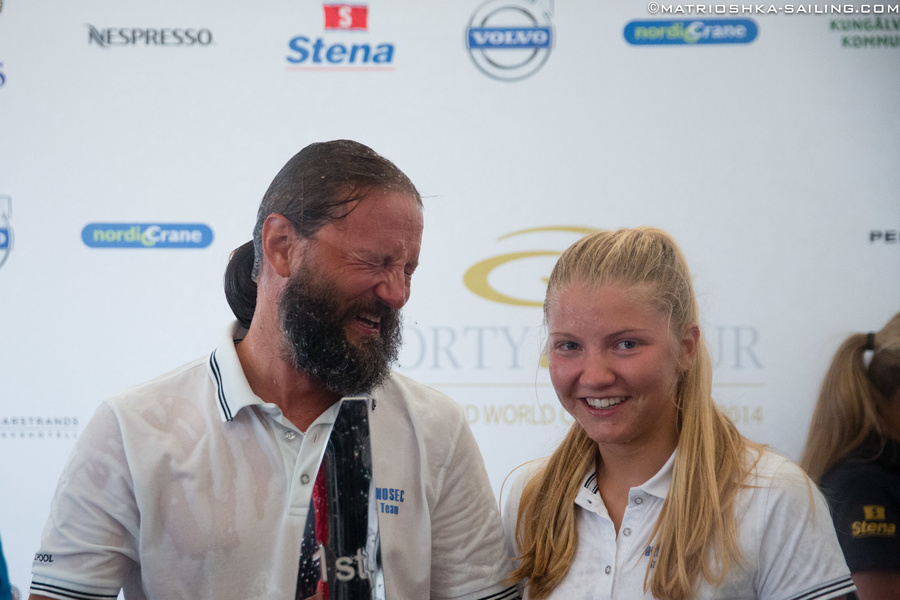 Commander of the St. Petersburg Yacht Club, Vladimir Lubomirov, and his daughter and crew member on «Bronenosec», Polina Lubomirova.