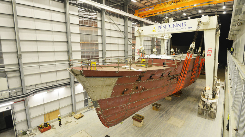 During a repair at the Pendennis yard. 