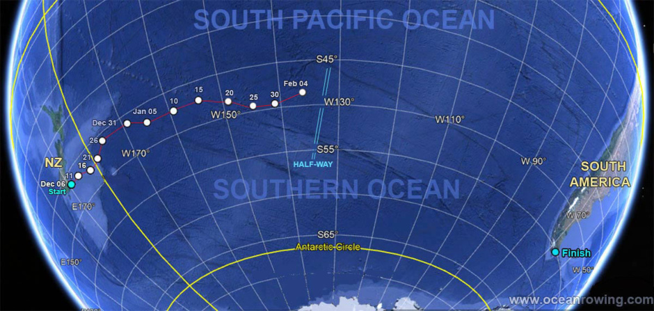 Track Konyukhova on the site of the International Society of Ocean Rowers