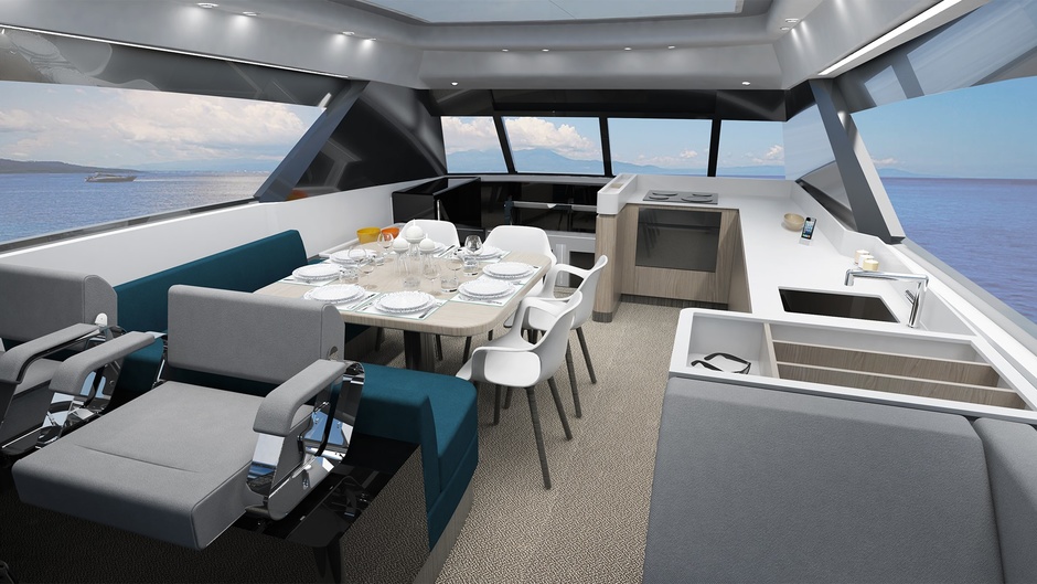 On the upper deck.