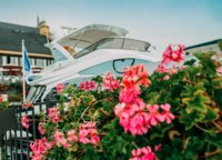 Azimut 54 pf за цветочной кадкой ресторана Vodный.