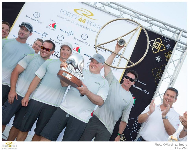 Team Aqua with a cup