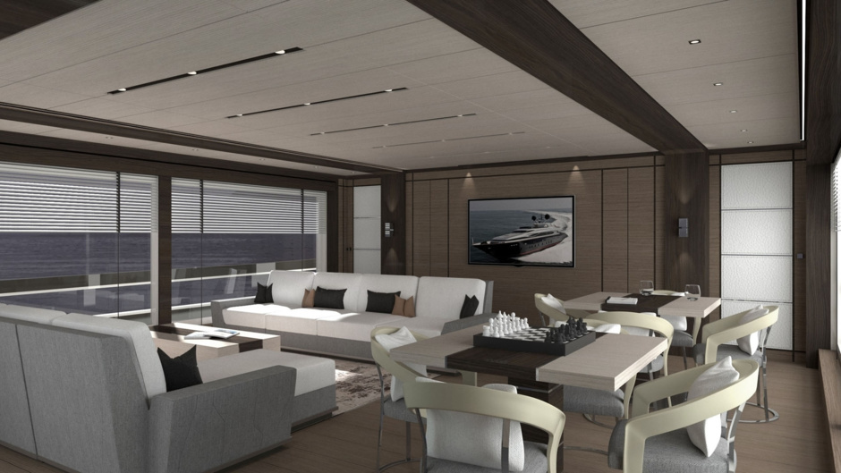 The designers specifically selected low furniture for the Maiora 35 Exuma so that the view outside the window is not obstructed by anything.