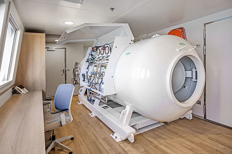The vessel also has its own diving center with a decompression chamber.