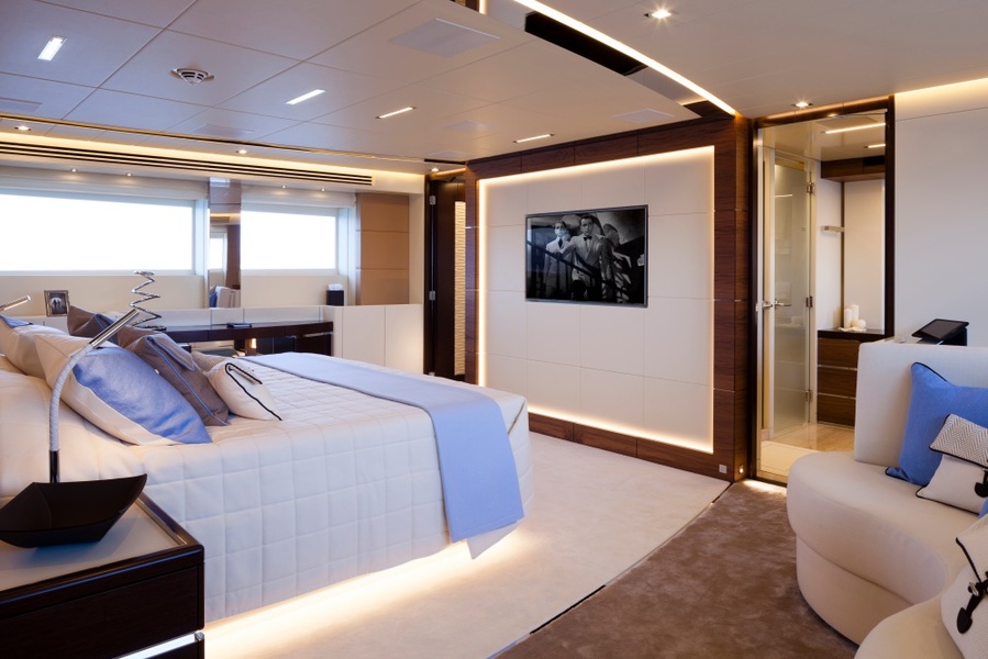 Interiors of the 45-metre Amore Mio from Heesen, whose brief stated the owner's wish to have a "house by the sea" as a result.