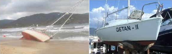 «Getan II»: on the slipway and his double (?) on the beach of Castelporciano.