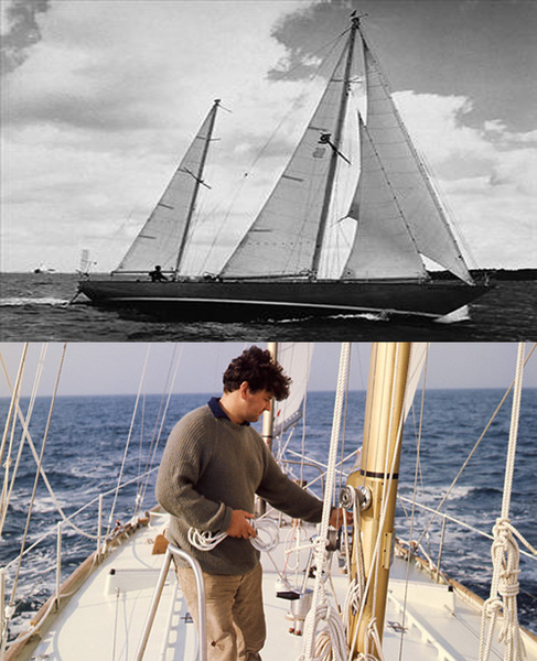 Chay Blythe on board a British Steel yacht.