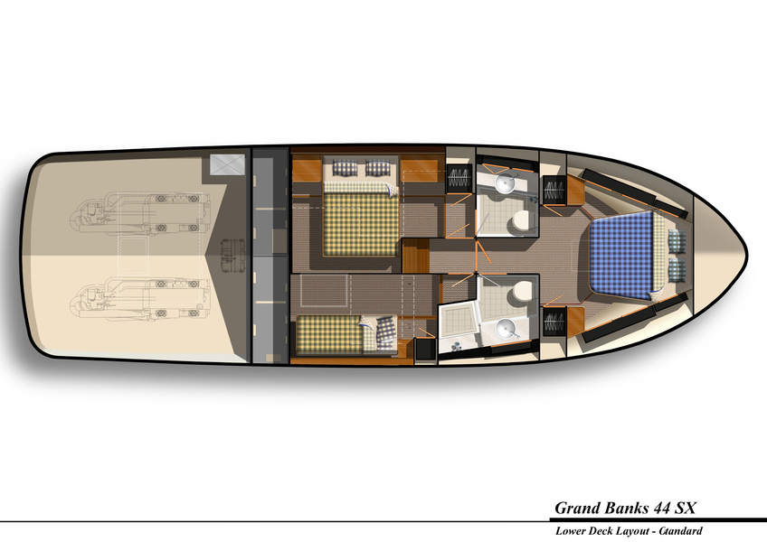 Layout with three cabins