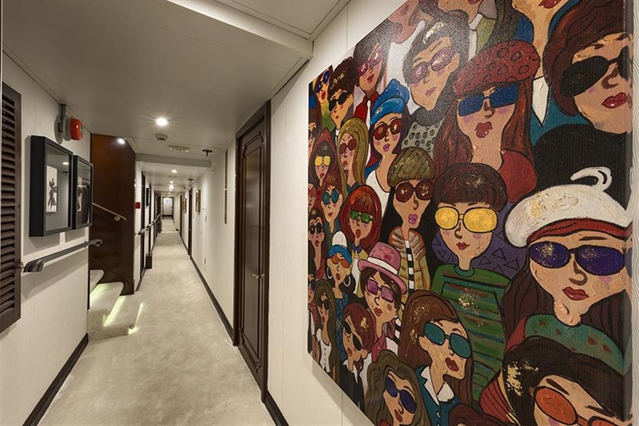 Painting inside the 86-meter Chakra yacht