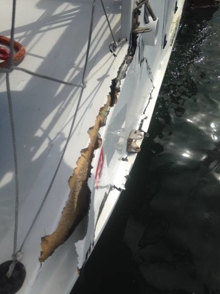 Damage to Eruana Le Menet's boat.