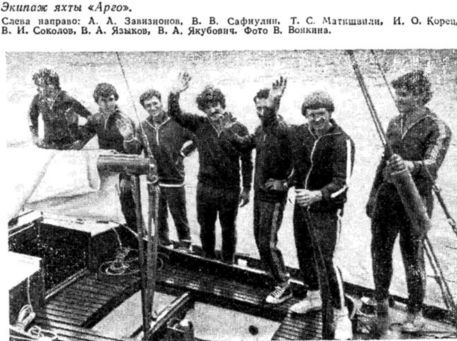 «Argo» in the parking lot in Maizuru village. The second on the right is Viktor Yazykov.