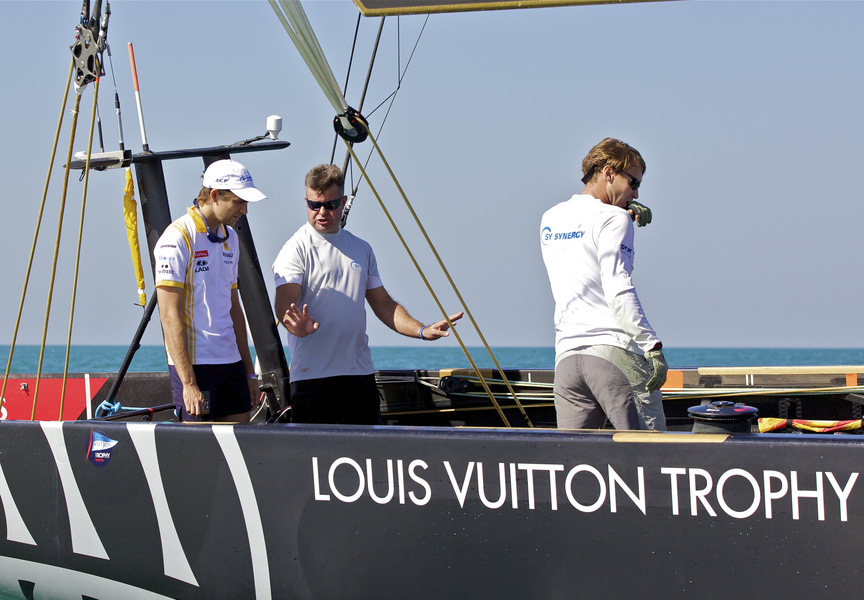 No need to be afraid, LADA! Russian F1 pilot Vitaly Petrov (left) was also the eighteenth on board the Synergy team that day.