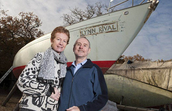 Back together again: Chandler's wife and her boat for the first time since returning from captivity.
