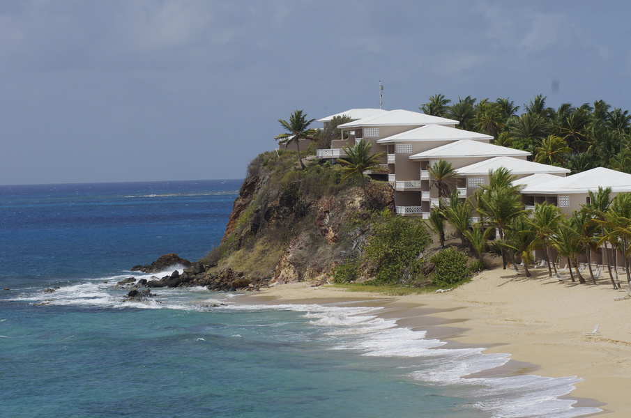 Enclosed beach with chic villas