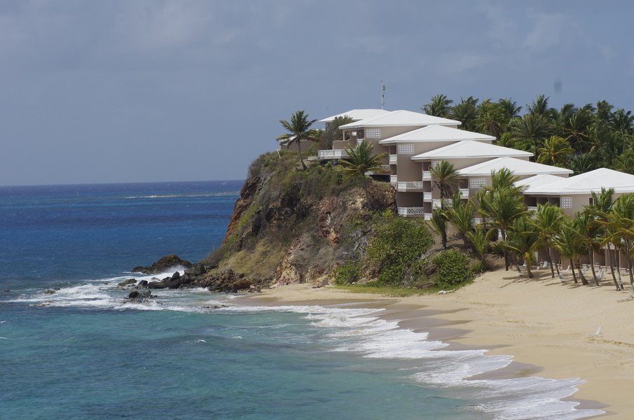 Enclosed beach with chic villas
