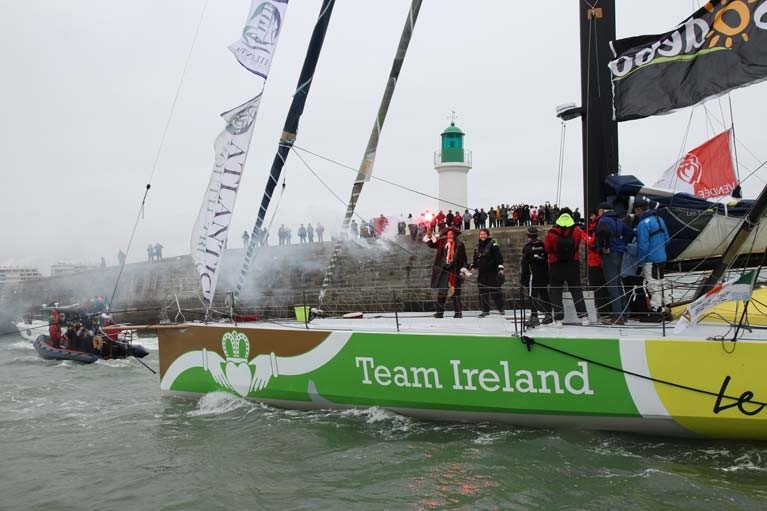 Enda O'Coinen at the finish line in Le Sables D'Olonne.