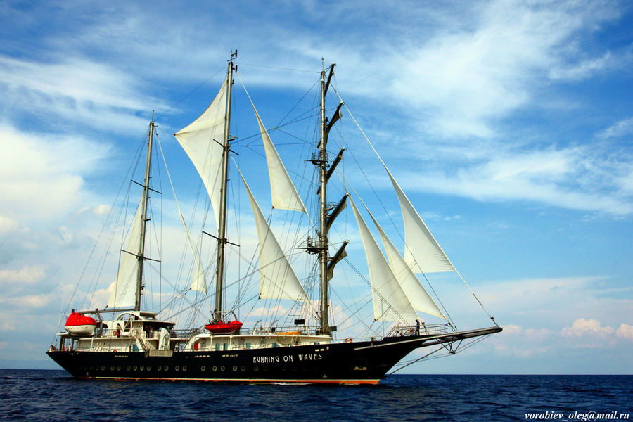 "Running on the waves" sets sails. 
