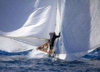 «This photo was taken on October 3 at Voilles de Saint-Tropez 2019 regatta. It was the first time I saw a special sail attached to a spinnaker ray. On a full course, the 10-meter vintage gaffer cutter Marga has an impressive area of sails. A few meters from the bottom sign there were five of them: the mainsail, the jib, the genaker, the spinnaker and this small sail. I really like this white wall, the blue picturesque sea and the tank»clothing,