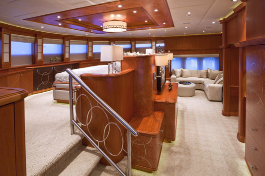 The distinctive feature of the master suite is its two levels.